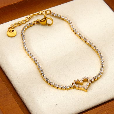 1 Piece  Sweet Heart Stainless Steel  Gold Color  Women's Chain Bracelets h5 Picture3