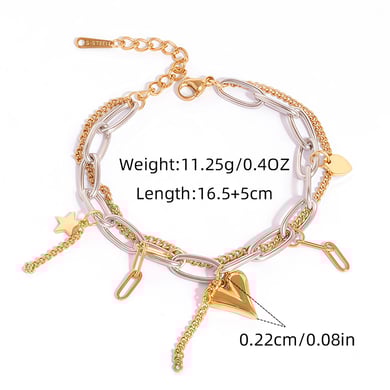 1 Stück lässige unregelmäßige Kreisform Edelstahl Damen Kettenarmbänder h5 Bild2