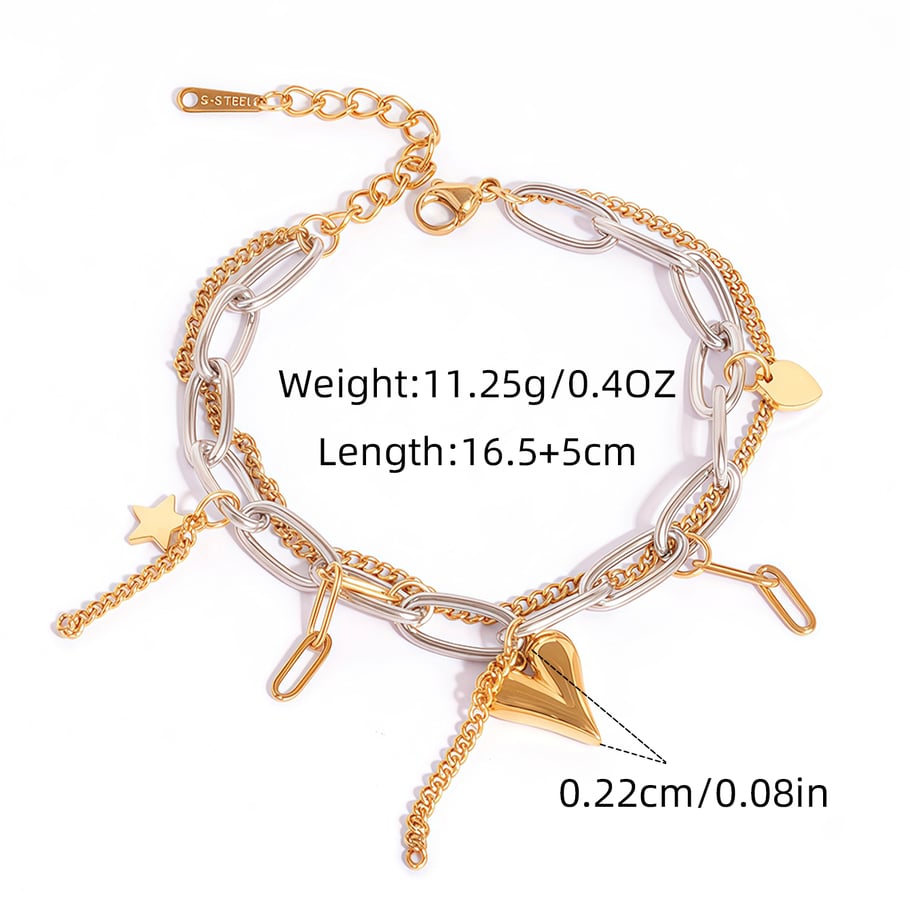 1 Stück lässige unregelmäßige Kreisform Edelstahl Damen Kettenarmbänder Bild2