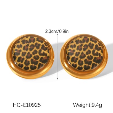 Ohrstecker aus Edelstahl mit Leopardenmuster in Goldfarbe h5 Bild2