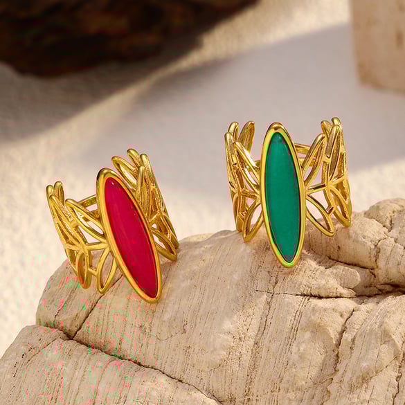 1 Piece Irregular Shape Stainless Steel Gold Color Statement Ring 2