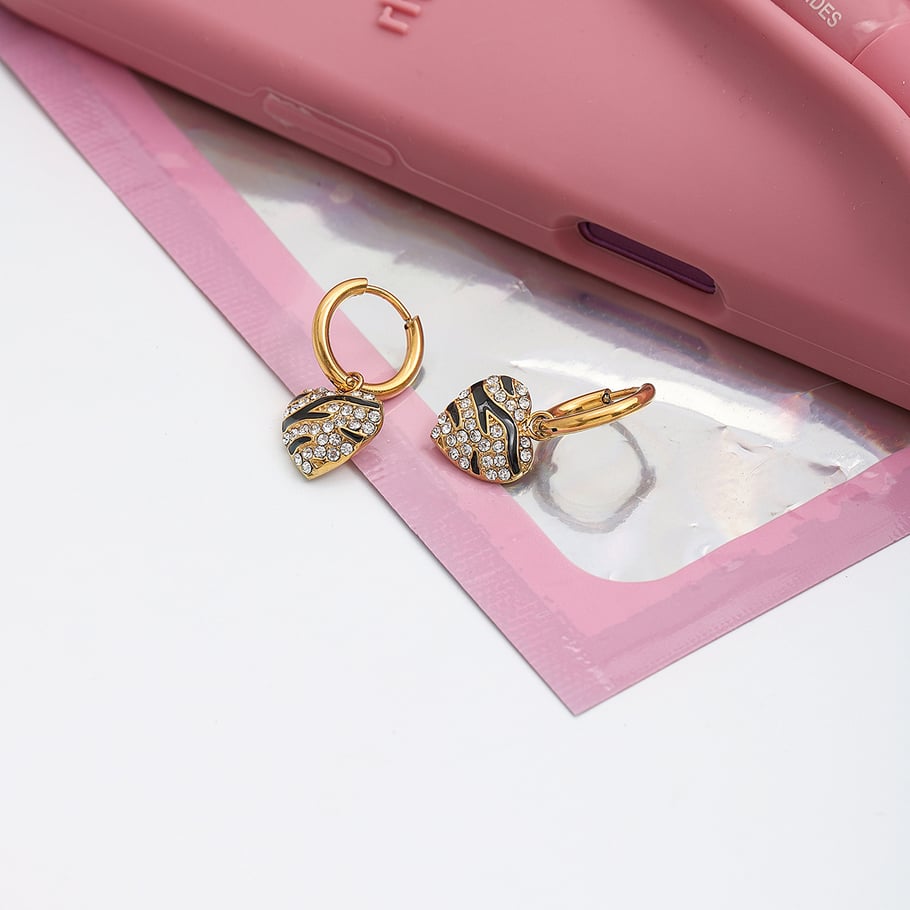 1 paio di orecchini pendenti da donna in acciaio inossidabile color oro con stampa leopardata romantica Immagine4