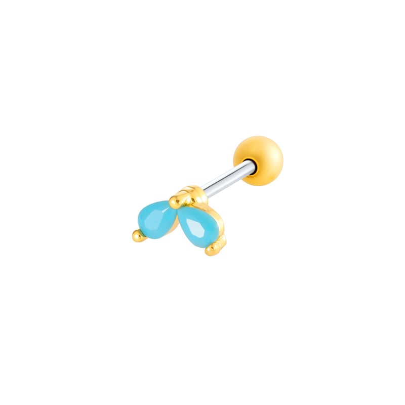1 pezzo di orecchino piercing in pietra naturale color rame oro 