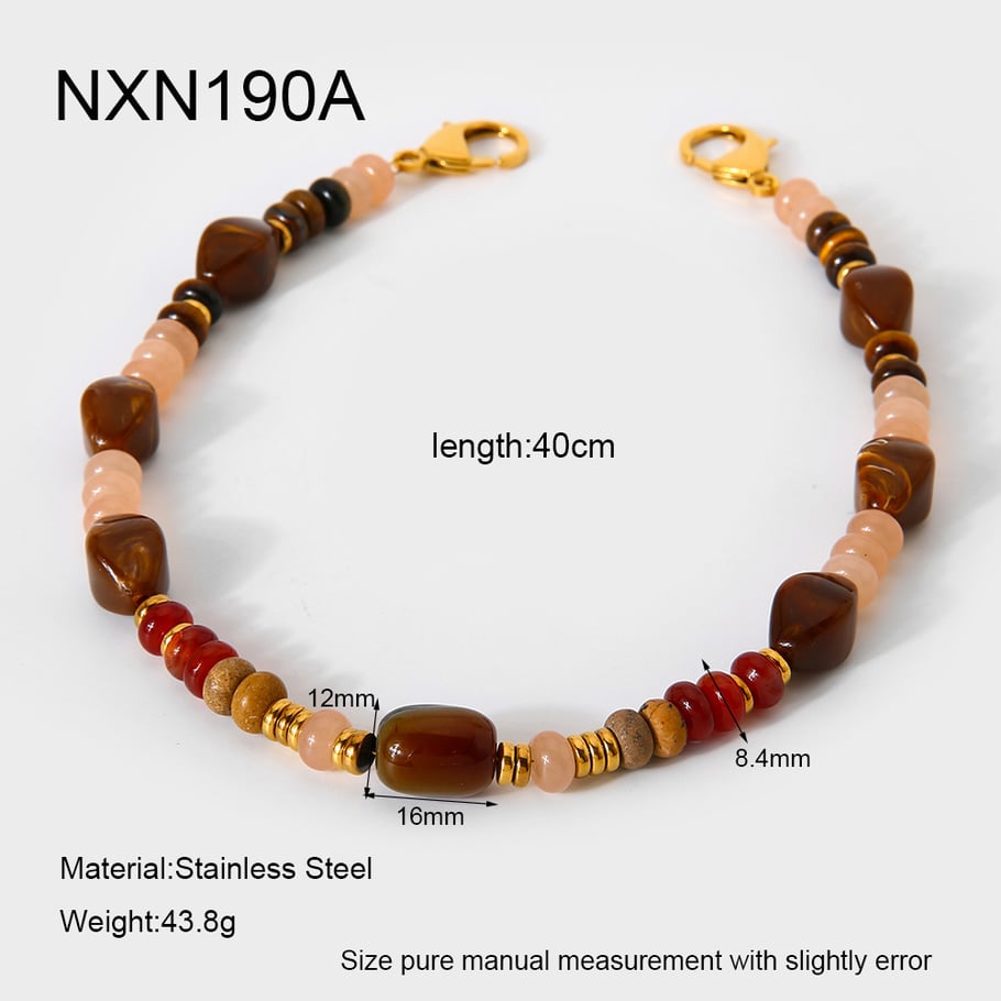 1 Piece Classic Retro Beads Acrylic   Gold Color  Women's Beaded Necklaces 