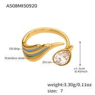 A508-Golden Oil-Drop White Zircon Ring Picture2