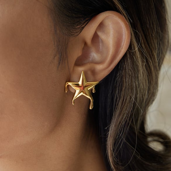1 Pair Designable Star Stainless Steel Gold Color Women's Stud Earrings 2
