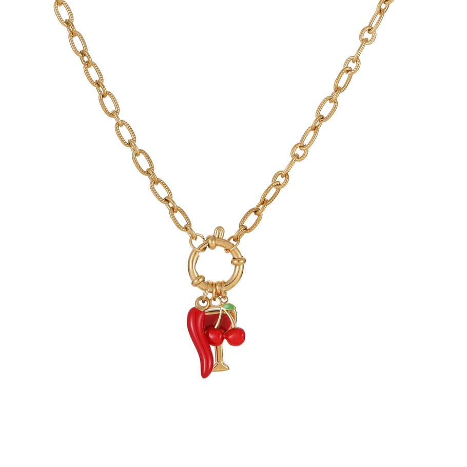 1 Piece  Sweet Irregular Shape Cherry Stainless Steel Women's Pendant Necklaces Picture5
