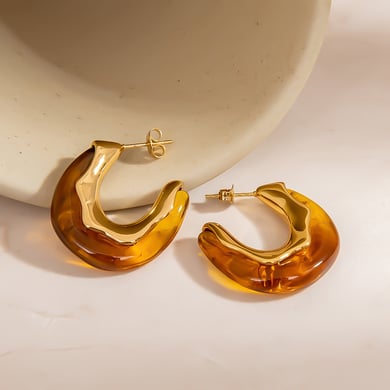 1 paire de boucles d&#39;oreilles à tige simples en acier inoxydable doré pour femme h5 Image3