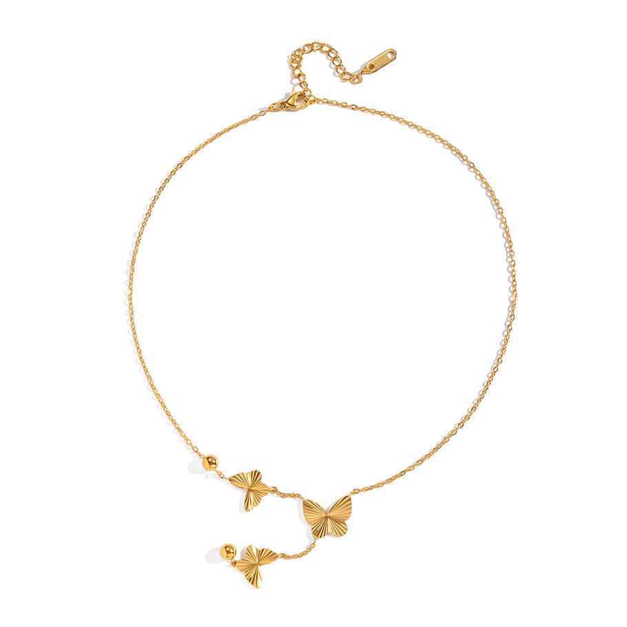 1 Stück elegante Halskette mit Schmetterlingsanhänger aus Edelstahl in Goldfarbe Bild6