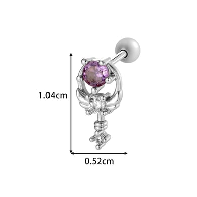 1 stuk vleugelvormige koperen gouden zirkoon piercing oorbel h5 Afbeelding2