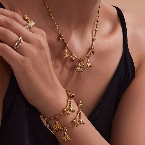 Elegant Butterfly Stainless Steel Gold Color Zircon Women's Jewelry Sets 2