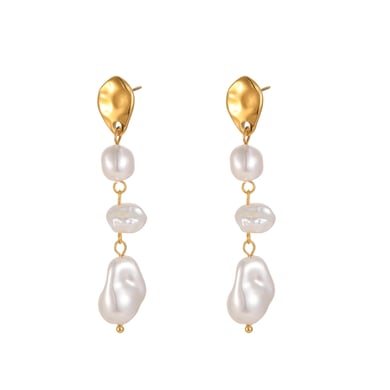 1 Pair Luxurious  Elegant Irregular Shape Stainless Steel Women's Dangle Earrings h5 Picture2