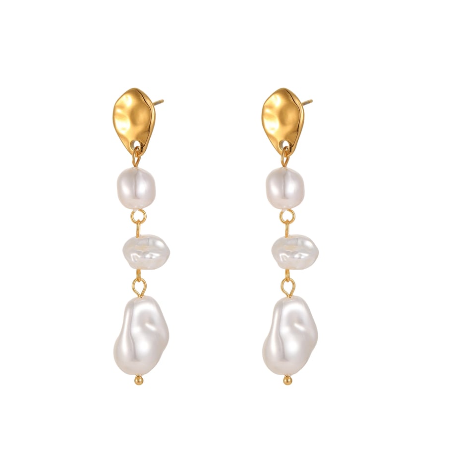 1 Pair Luxurious Elegant Irregular Shape Stainless Steel Women's Dangle Earrings h5Picture2