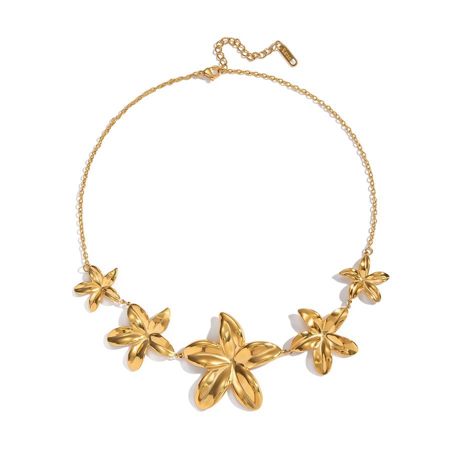 Collar con colgante de flor de acero inoxidable color dorado de 1 pieza Imagen6
