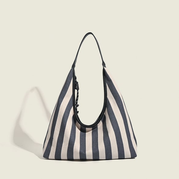 1 Piece Simple Series Casual Strip Canvas Women's Shoulder Bags 2