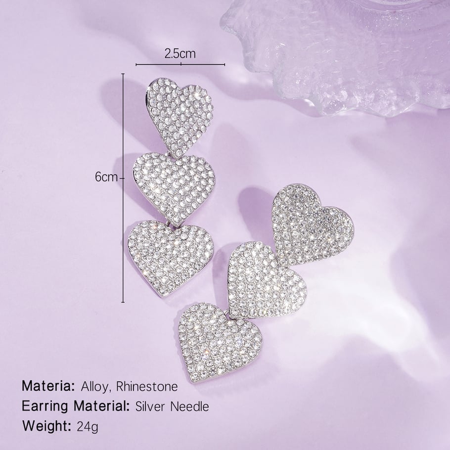 1 Pair Festive Series Heart Alloy Dangle Earrings