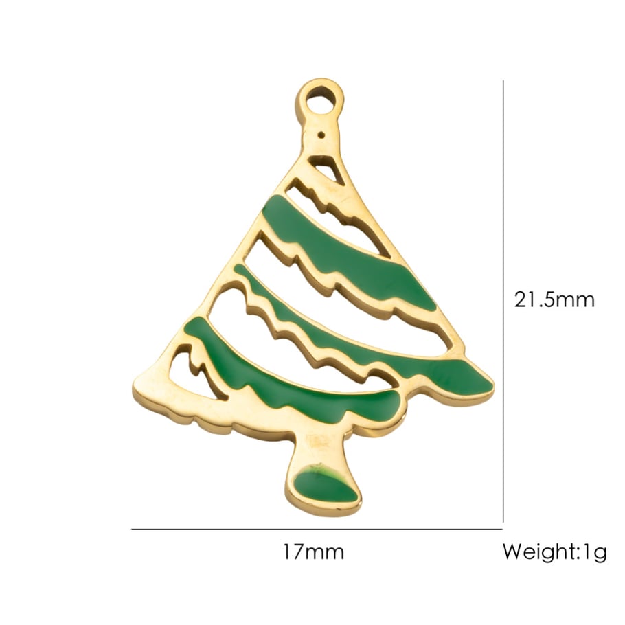 1 Piece DIY Cute Christmas Stainless Steel   Gold Color  Women's Pendants 