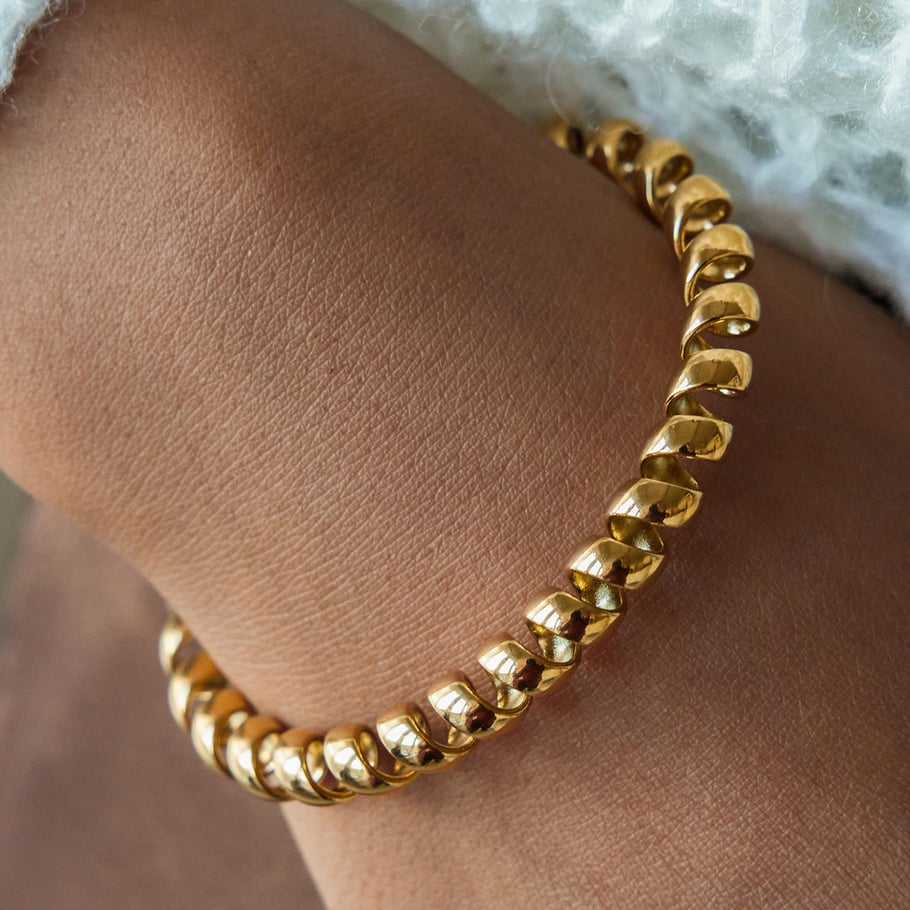 Braccialetti a polsino da donna in acciaio inossidabile color oro, 1 pezzo Immagine5