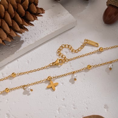 Collana con ciondolo a forma di croce in acciaio inossidabile color oro, 1 pezzo h5 Immagine3