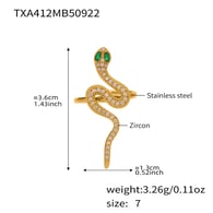 TXA412-Green Eyed Snake Zircon Ring-Size 7 Picture4