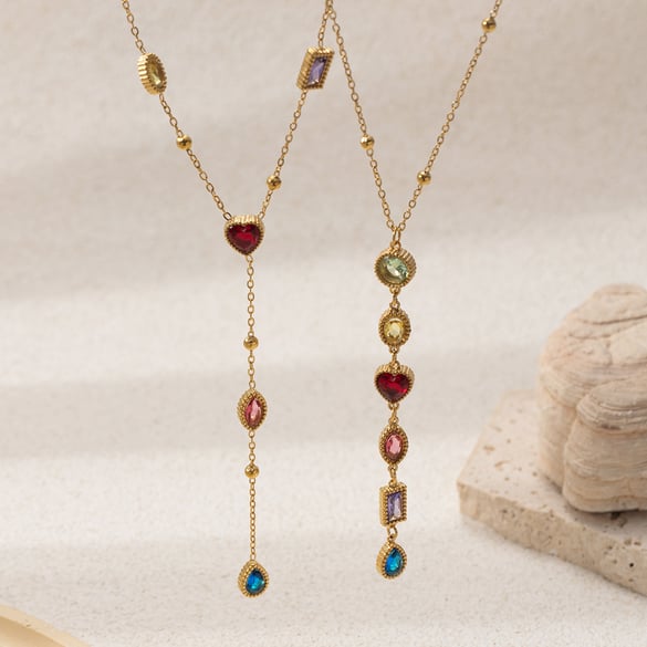 1 Piece Simple Stainless Steel Zircon Pendant Necklace 2