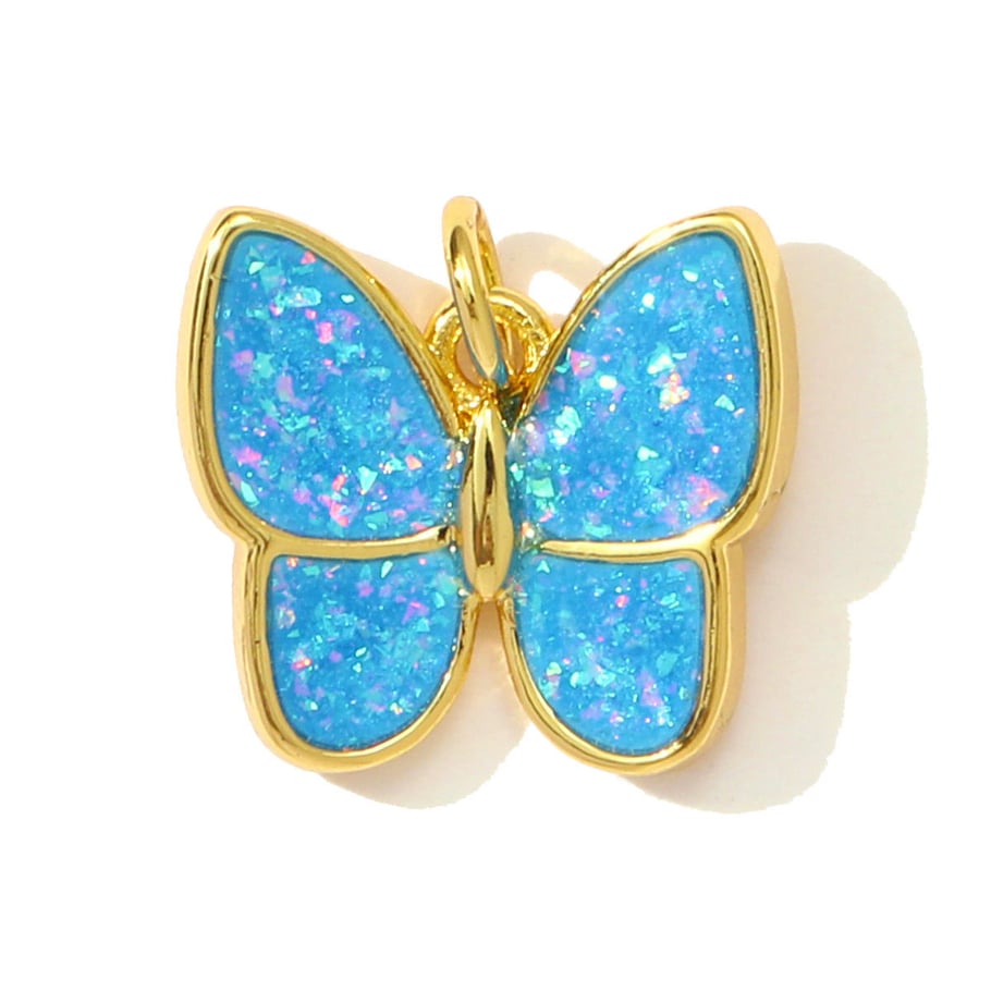 Pendentif luxueux en acier inoxydable couleur or pour femme, motif animal opale, 1 pièce 