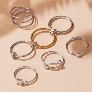 1 Piece Minimalist Circle Stainless Steel Gold Color Zircon Minimalist Rings h5 Picture3