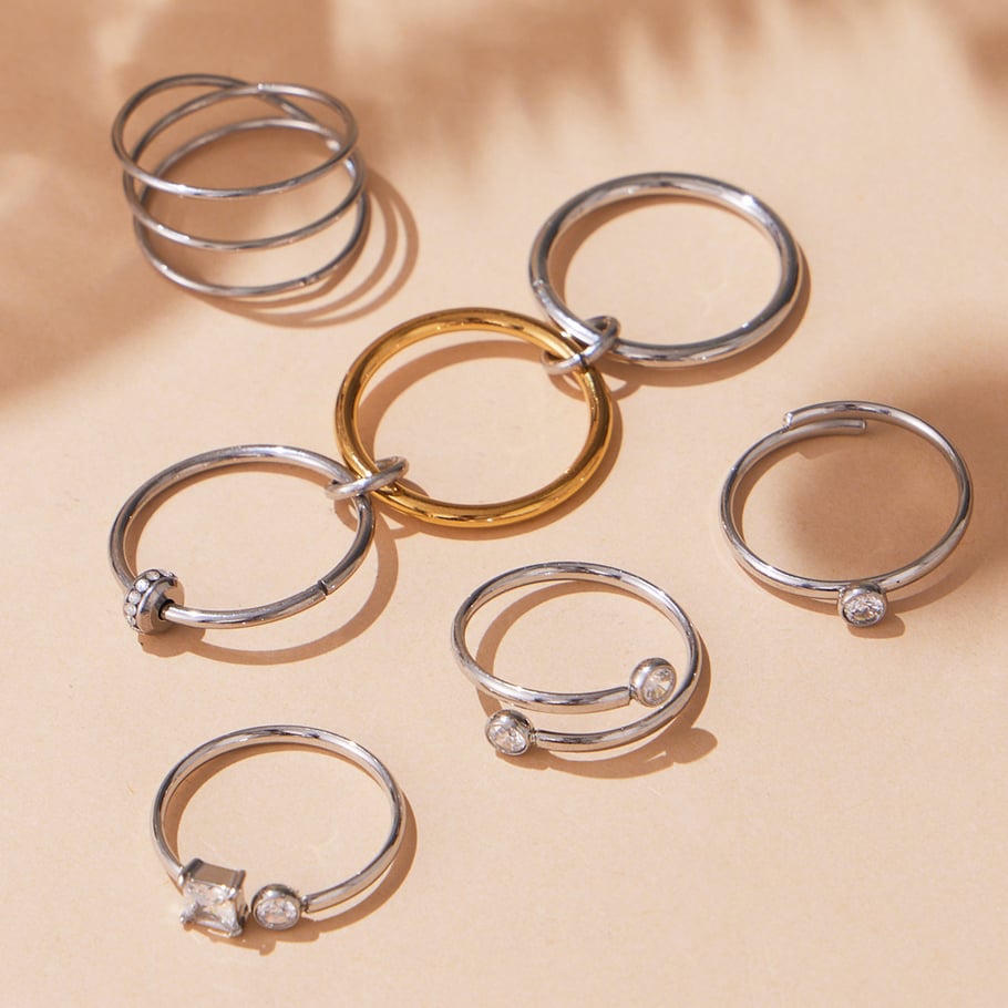 1 Piece Minimalist Circle Stainless Steel Gold Color Zircon Minimalist Rings Picture3