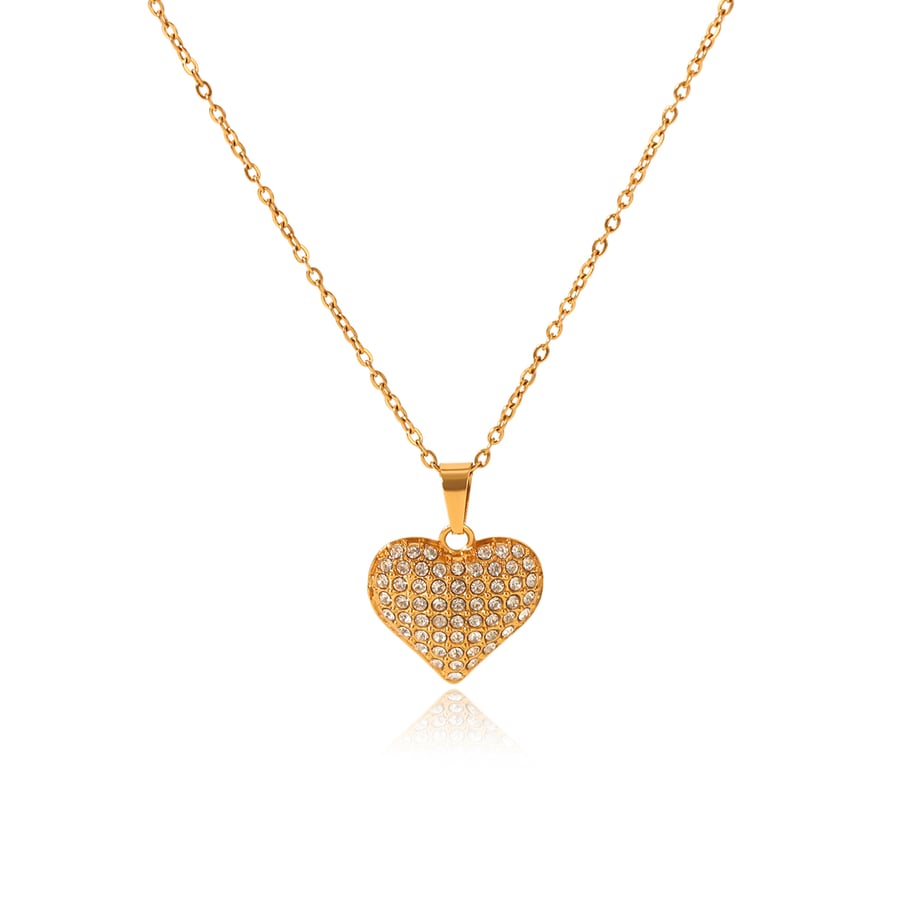 Ensemble de colliers pour femme en acier inoxydable et zirconium, série luxueuse, motif cœur quotidien 