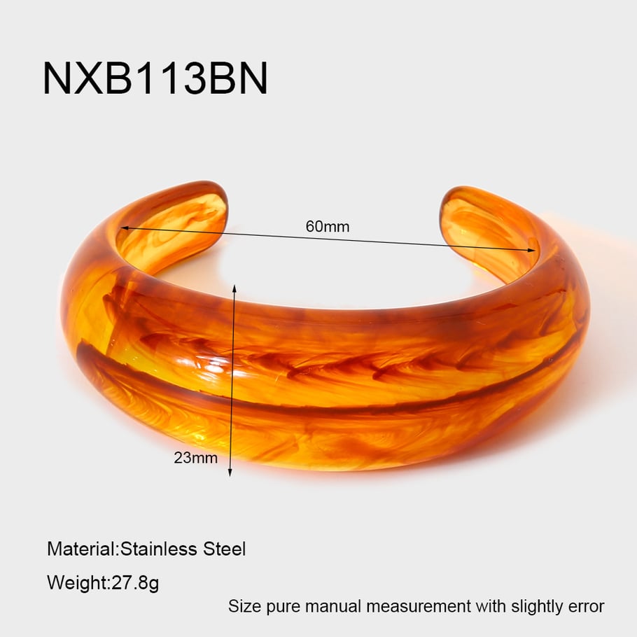 1 Piece Simple Series Sweet Gradient Color Resin Women's Cuff Bracelets 