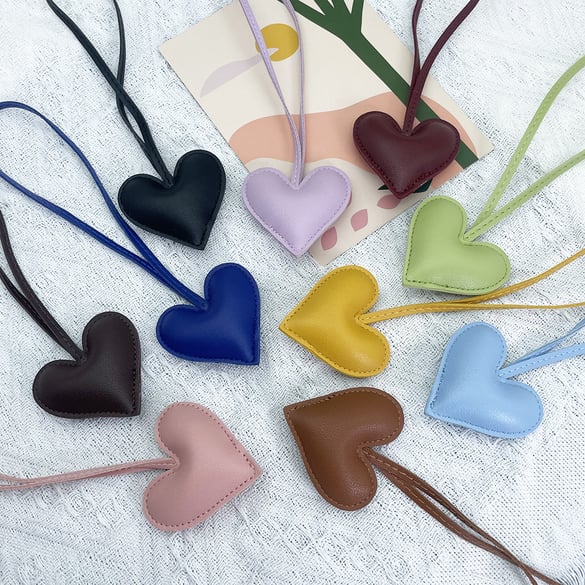 1 Piece Heart PU Bag Charm 2