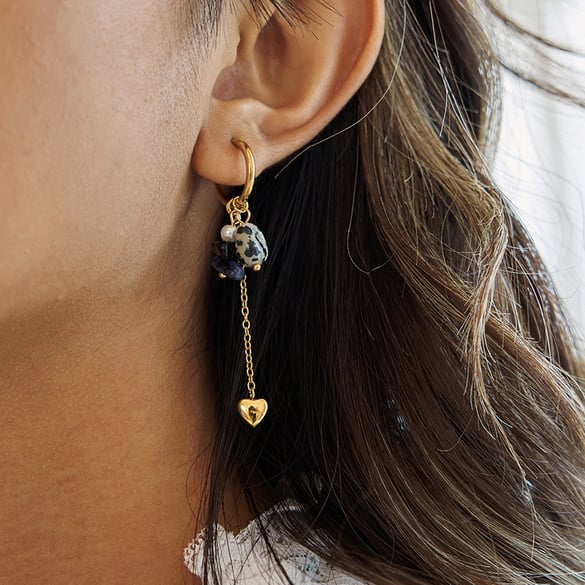 Pendientes colgantes de acero inoxidable con piedra natural y estrella de diseño para mujer, 1 pieza