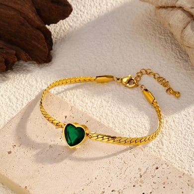 1 Piece Heart Stainless Steel Gold Color Charm Bracelet h5 Picture4
