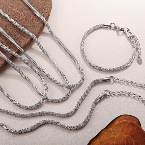 Simple Solid Color Stainless Steel Necklace Set 2