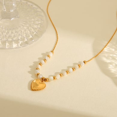 1 Piece Simple  Heart Stainless Steel   Gold Color  Women's Pendant Necklaces h5 Picture4