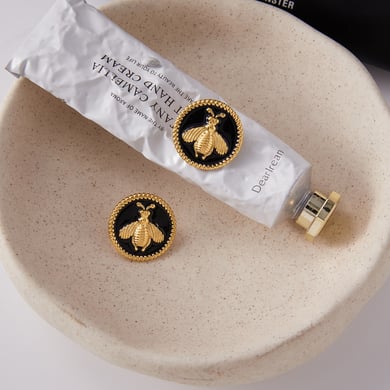 1 Pair Gorgeous Bee Pattern Stainless Steel Gold Color Women's Stud Earrings h5 Picture6