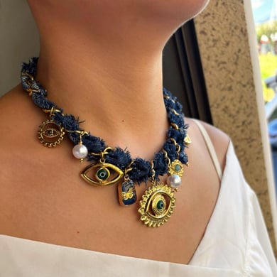 Collana con ciondolo in tessuto con occhio del diavolo di lusso, 1 pezzo h5 Immagine3