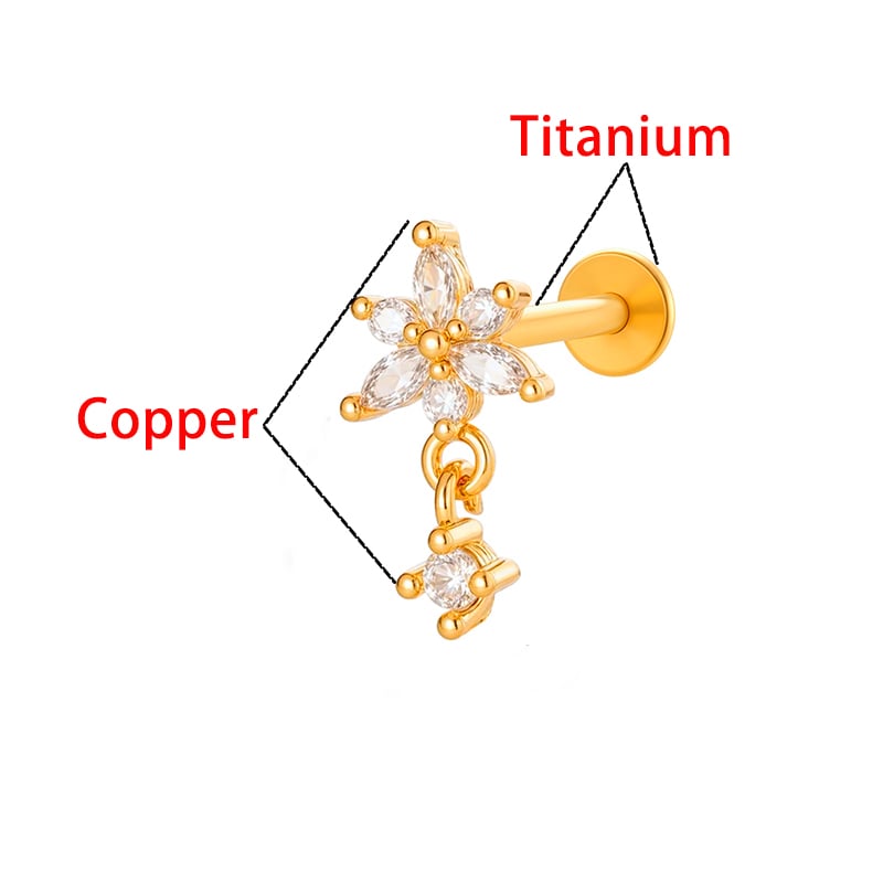 1 Stück luxuriöse rechteckige Kupfer-Gold-Farbe Zirkon Damen Piercing Ohrringe h5Bild7