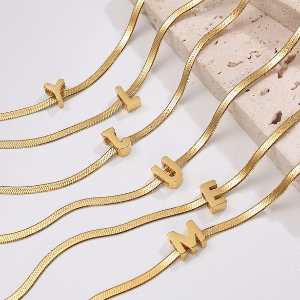 1 Piece Daily Letter Stainless Steel Gold Color Pendant Necklace 2