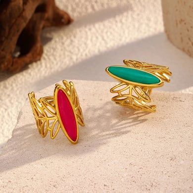 1 Piece Irregular Shape Stainless Steel Gold Color Statement Ring h5 Picture4