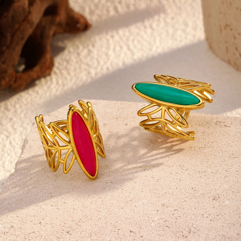 1 Piece Irregular Shape Stainless Steel Gold Color Statement Ring h5Picture4