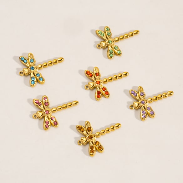 1 Piece Light Luxury Small Dragonfly  Stainless Steel   Gold Color  Women's Pendants 2