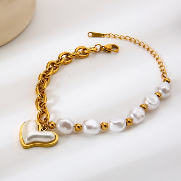 1 bracelet à breloques en acier inoxydable pour femme, chaîne en forme de cœur irrégulière 2