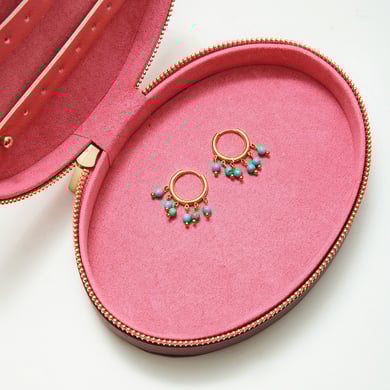 1 Pair Elegant Circle Calaite Stainless Steel Gold Color Women's Hoop Earrings h5 Picture7