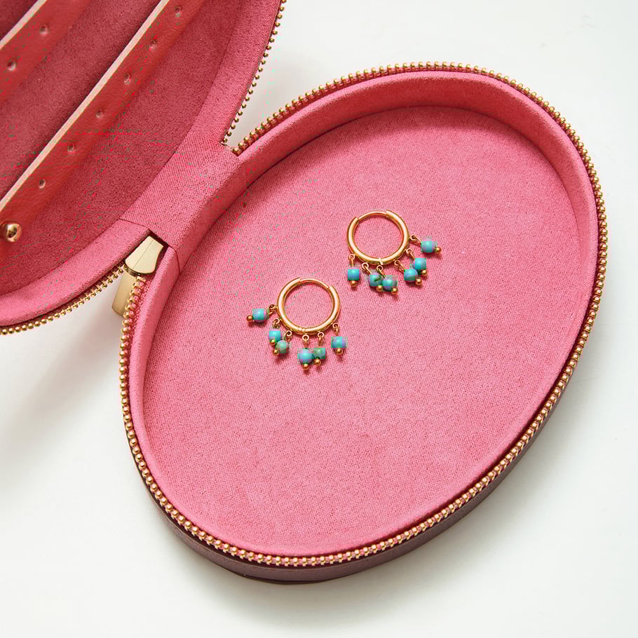 1 Pair Elegant Circle Calaite Stainless Steel Gold Color Women's Hoop Earrings Picture7
