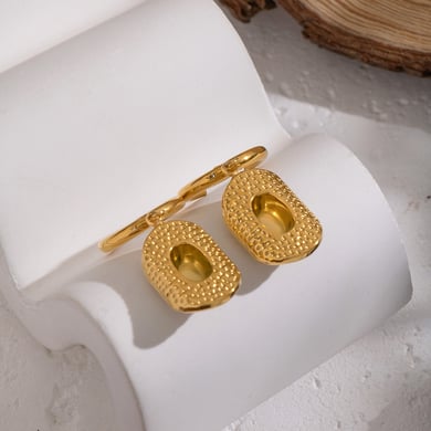 1 paio di orecchini pendenti in acciaio inossidabile color oro con motivo etnico a martello h5 Immagine4