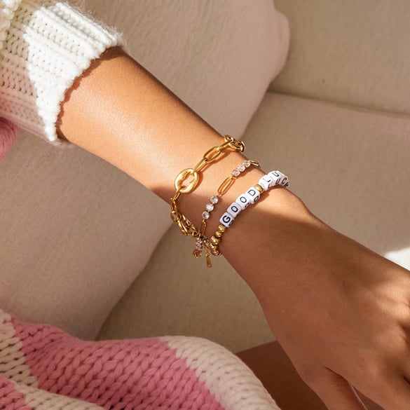 Bracelet chaîne classique en acier inoxydable doré pour femme, 1 pièce