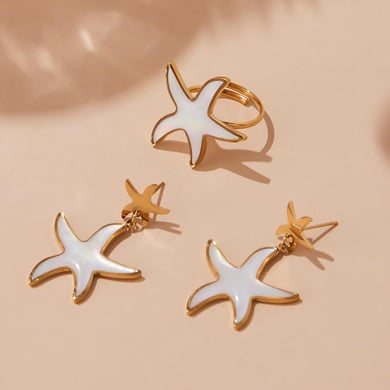 Elegant Shell Heart Stainless Steel Gold Color Women's Jewelry Sets h5 Picture3