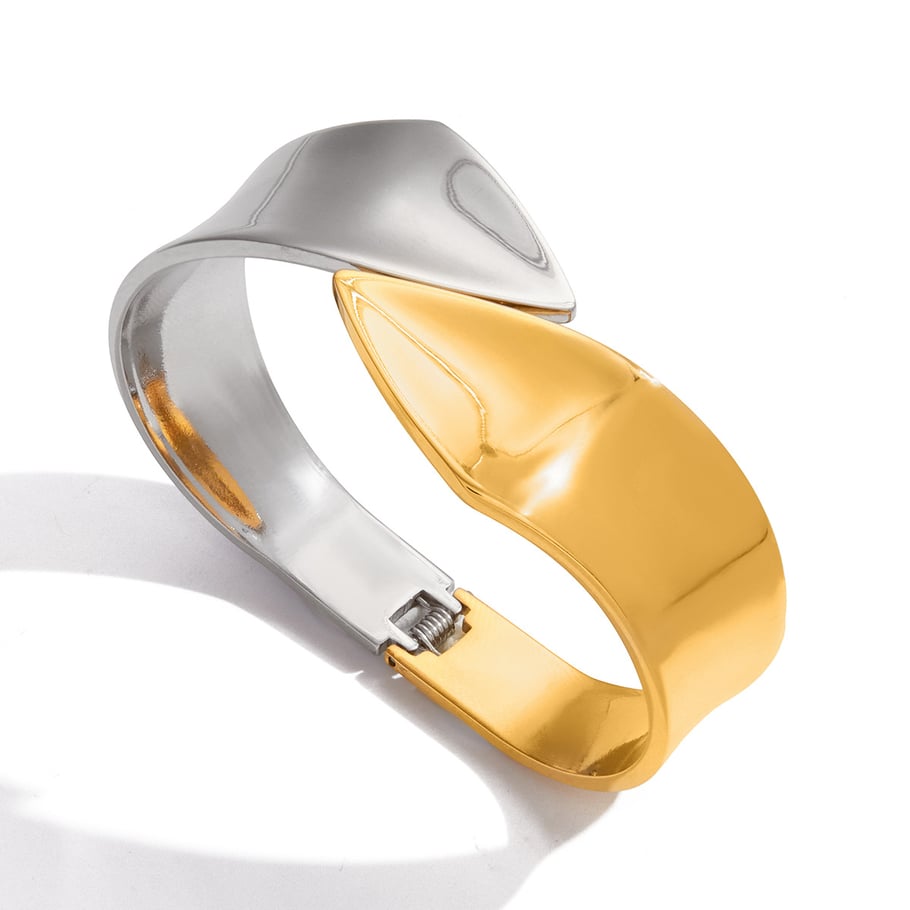 1 Stück gemischte Gold- und Silberfarben Edelstahl Damen Armreifen 