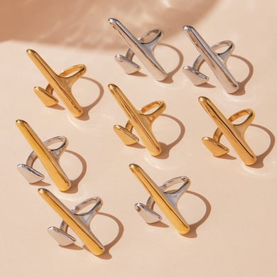 1 Piece Modern Irregular Shape Stainless Steel Gold Color Statement Rings h5 Picture3
